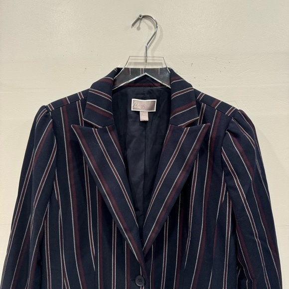 Chelsea28 One Button Stripe Blazer Jacket Medium Navy Blue - Picture 3 of 6